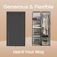 thumbnail image 3 of LEDREM Portable Closet Organizer with Hanging Rail & 6 Shelves - Freestanding Storage Wardrobe for Bedroom , 66.1 Inch , Black, 3 of 5
