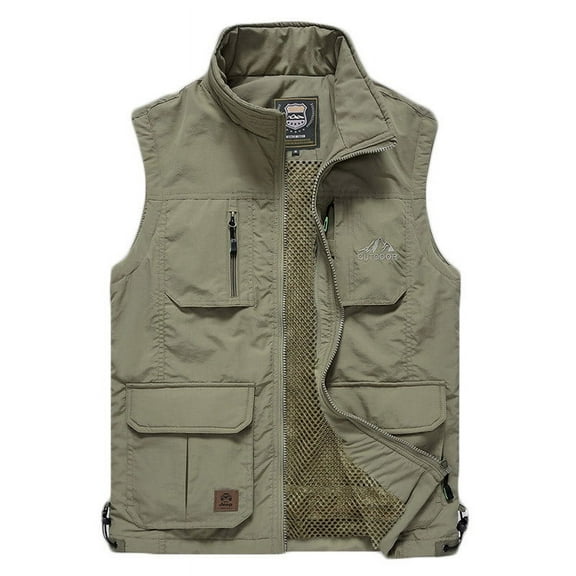 Miluxas Lightweight Men's Fishing Vest Pack, 8(XL), Khaki