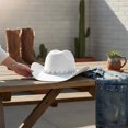 thumbnail image 4 of Slccxzc Vintage Western Cowboy Hat with Rhinestone Accents, Wide Brim Country Concert Headwear, 4 of 7