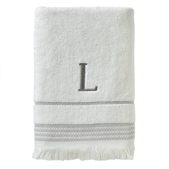 SKL Home Casual Monogram Bath Towel, "L", White