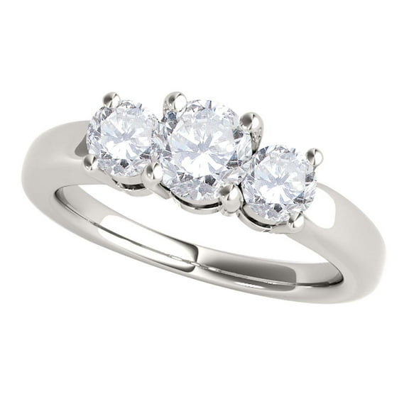 Aonejewelry 1 Ct. Three Stone Diamond Engagement Ring Crafted In 14k Solid White Gold