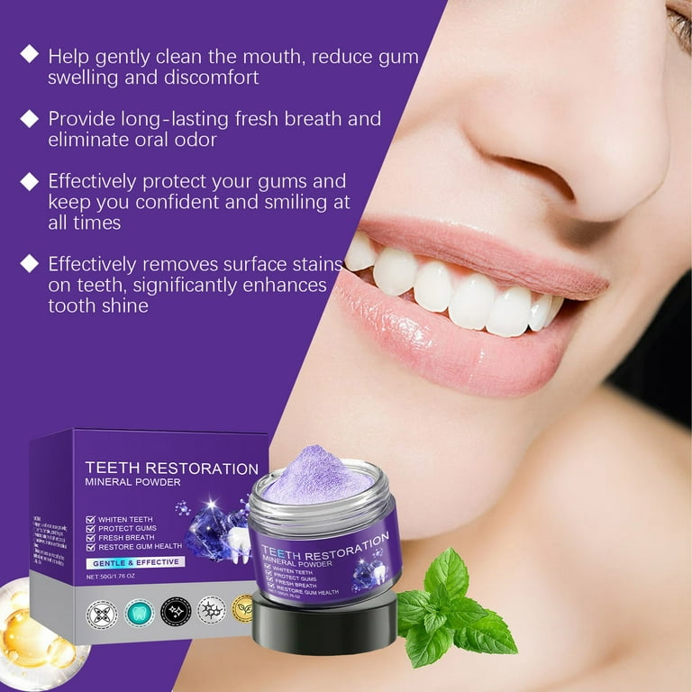 Ashosteey Purple Teeth Whitening Powder,Simply Purple Brightening Powder -  Conceals Stains, No Sensitivity - Enamel-Safe Toothpaste Whitening Powder  for Coffee, Tea, Food, Wine, and Tobacco Stains