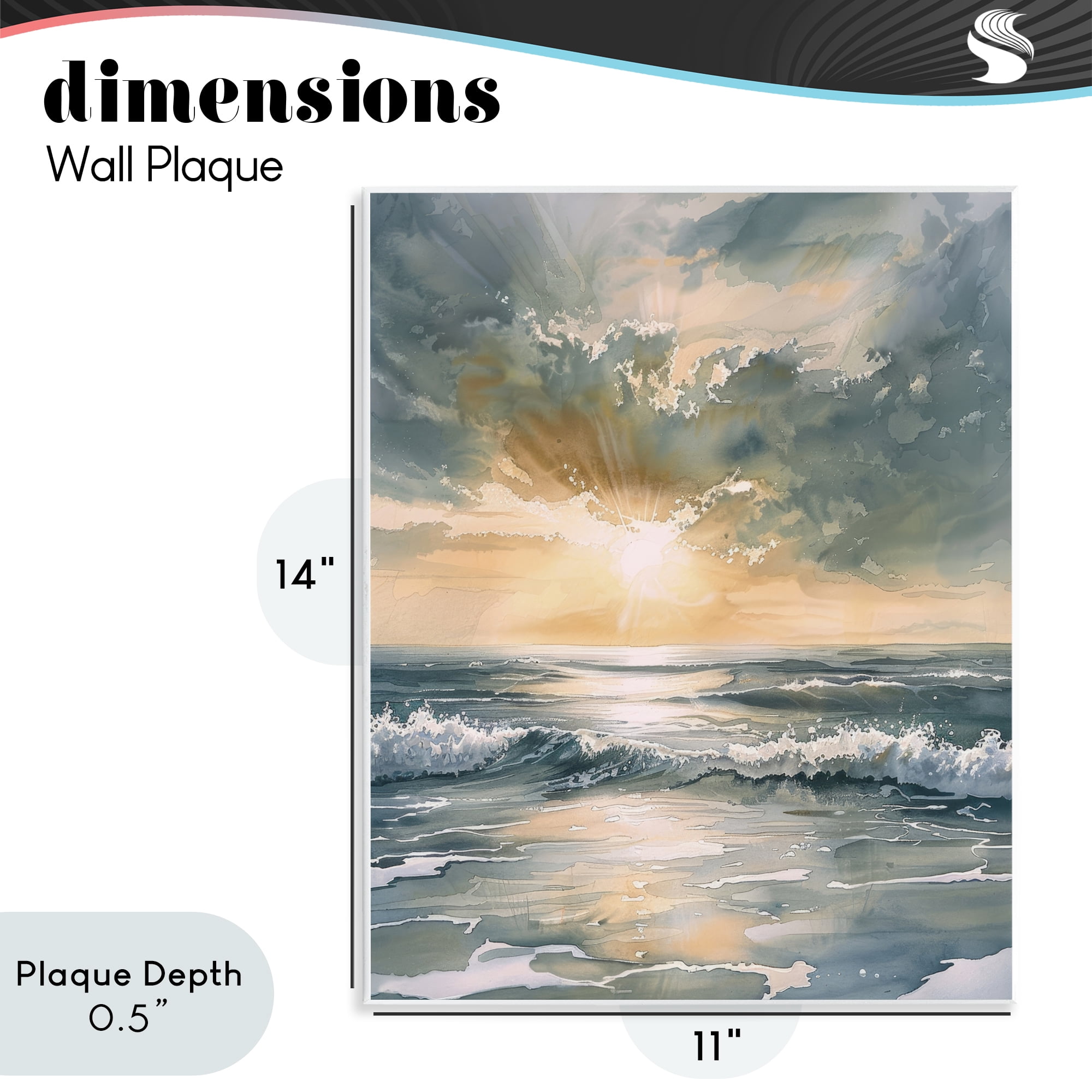 Stupell Industries Sunlit Waves Golden Reflection Wall Plaque Art, design by Petal Prints Design