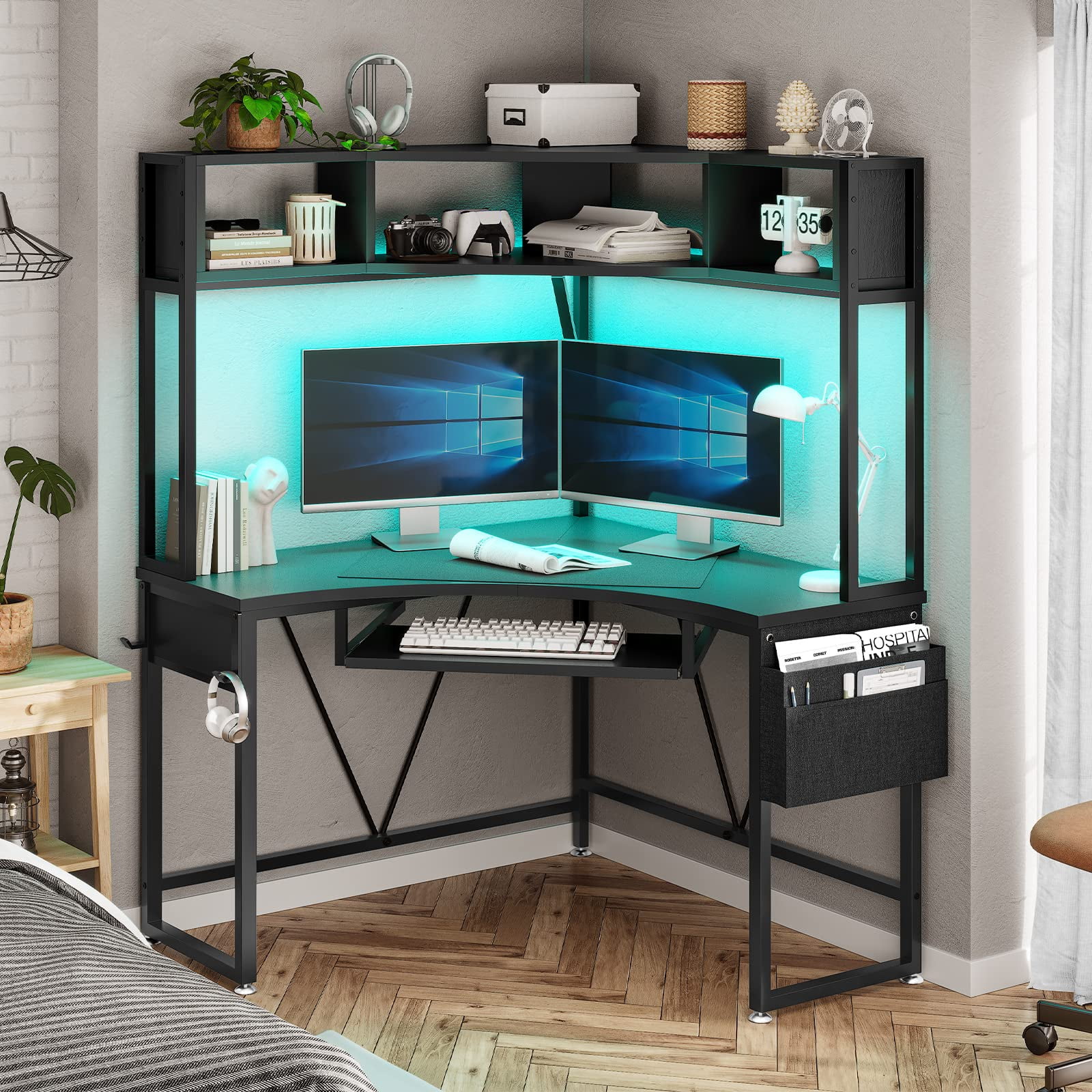 corner desk with storage for small spaces