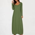 thumbnail image 2 of Yuyuzo Robe Maxi pour Femmes Manches Longues Décontractée Robe de Maison Couleur Unie Col Rond Basique Confortable, 2 of 6