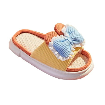 

Honeeladyy Clearance under 5$ Women s Shoes Linen Slippers Home Warm Bow Soft Sole Non-Slip Slippers