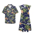 thumbnail image 4 of Garronmavis Coconut Tree Couple Matching Outfit Men's Short Sleeve Shirt Casual Beach Shirts and Womens Midi V-neck Dress A-Line Flowy Hawaiian Party Dresses Size 6XL, 4 of 7