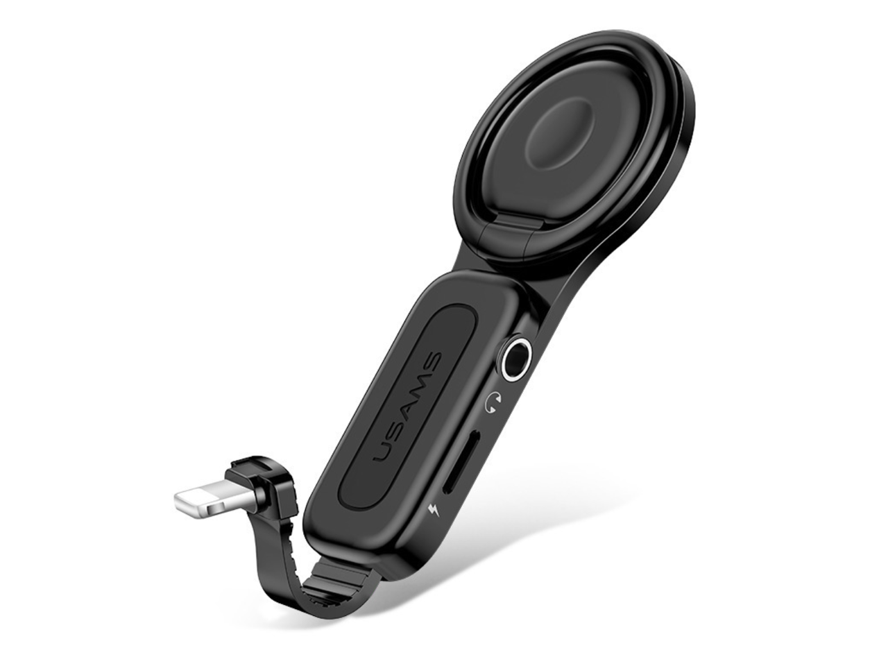 Dual Lightning Interface +3.5mm Adapter Creative Ring Bracket For