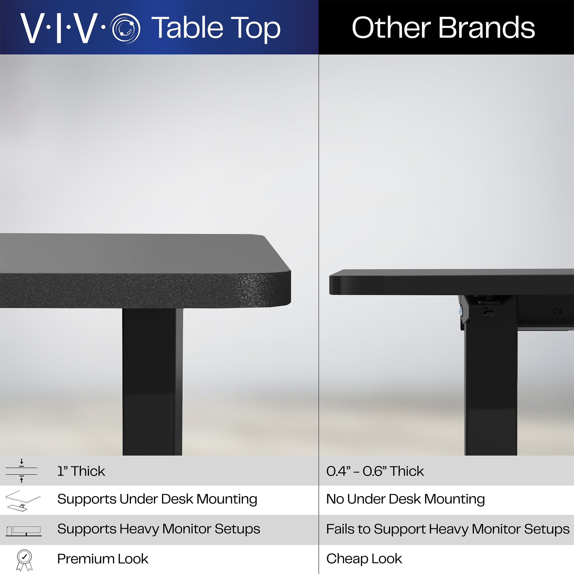 VIVO Electric 60” x 30” Stand Up Desk, Black Table Top, Black Frame