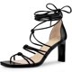 thumbnail image 1 of Sandalias de tacón grueso con tiras y cordones para mujer Negro 39, 1 of 6