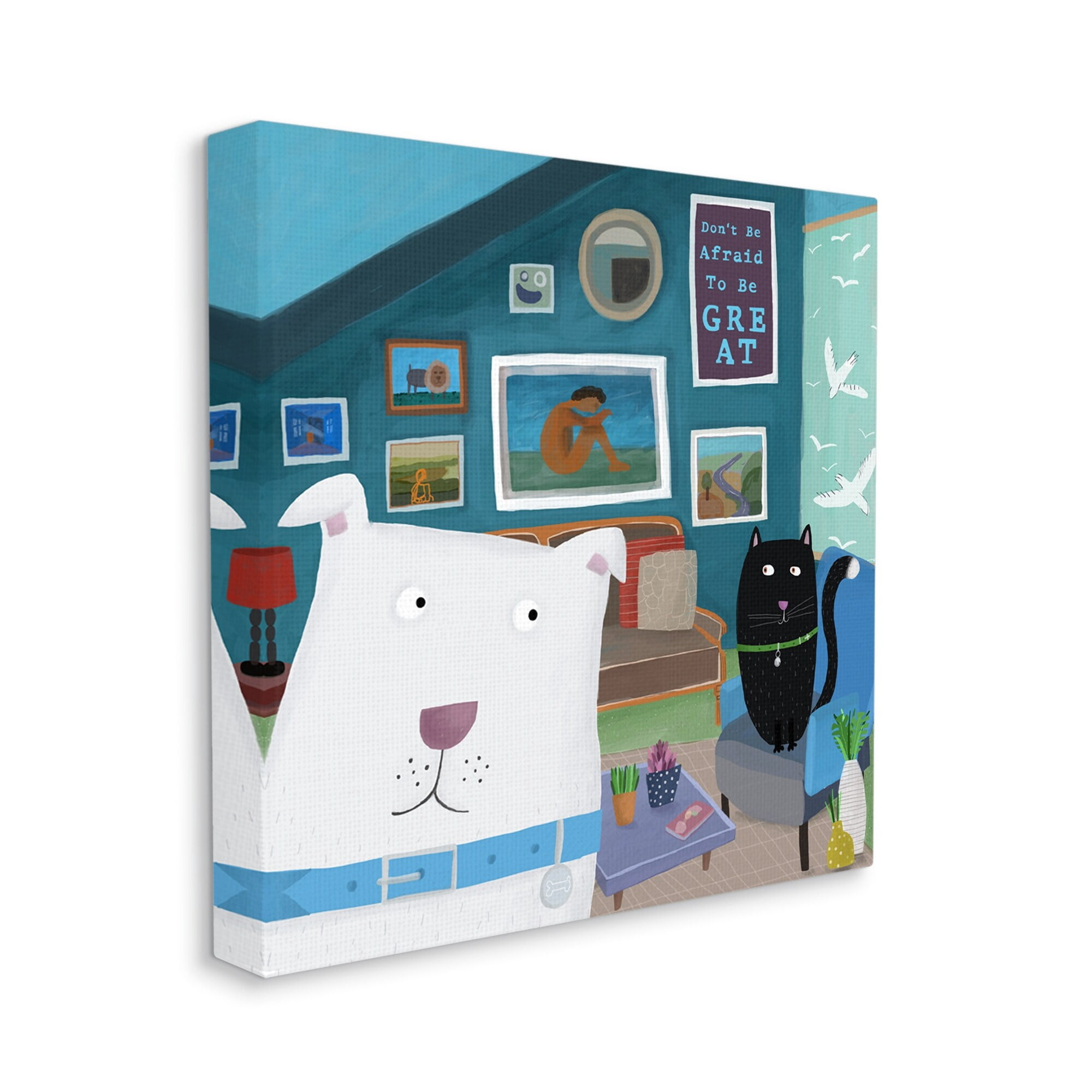 Stupell Industries Be Great Motivational Phrase Family Pets Cat Dog, 17 x 17,Design by Carla Daly