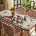 thumbnail image 3 of Red Christmas Table Cloths for 3 Foot Rectangle Tables, Truck Xmas Tree Snowflake Winter Vintage Patio Waterproof Elastic Fitted Tablecloths, Washable Rectangular Table Cover for Camping, 3 of 8