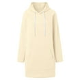 thumbnail image 6 of Telankuip The Warmy Oversized Hoodie Dress Women's Casual Long Sleeve Drawstring Pullover Sweatshirts Solid Color Split Hem Long Hooded Tops with Pocket Light Yellow S, 6 of 7