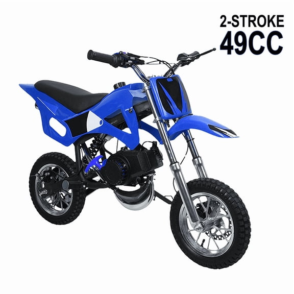 49cc Kids Dirt Bike, 2-Stroke Gas Powered Mini Motocross Motorcycle for Ages 6-12, Off-Road Dirtbike with Dual Disc Brakes, Shock Absorption, 10-Inch Tires, Max Speed 40KM/H, Supports 220 LBS
