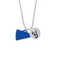thumbnail image 2 of Delight Jewelry Acrylic 1.25" Royal Blue Megaphone Silvertone Script Initial Disc - Y - Charm Necklace, 20"+3", 2 of 4