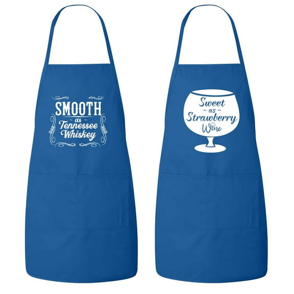 FASCIINO Set of Matching Sweet As Strawberry Wine & Smooth As Tennessee Whiskey His and Hers Couples Apron Cooking BBQ 2pcs
