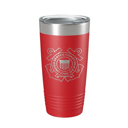 

USCG Seal Tumbler United States Coast Guard Travel Mug Insulated Laser Engraved Coffee Cup Gift Flag 20 oz Red