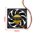 thumbnail image 1 of 4 Pcs 70X70mm 12V 3-Pin PC Computer Case CPU DC Brushless Cooler Cooling Fan Black, 1 of 7