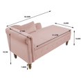 thumbnail image 5 of Pink Velvet Chaise Lounge Chair with Storage and Pillow - Classic Rolled Arm Design, 5 of 10