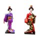 thumbnail image 1 of Colorfulland - 2 muñecas japonesas de geisha con kimono, estilo Kabuki oriental antiguo, de resina para el hogar Rojo purpura, 1 of 9