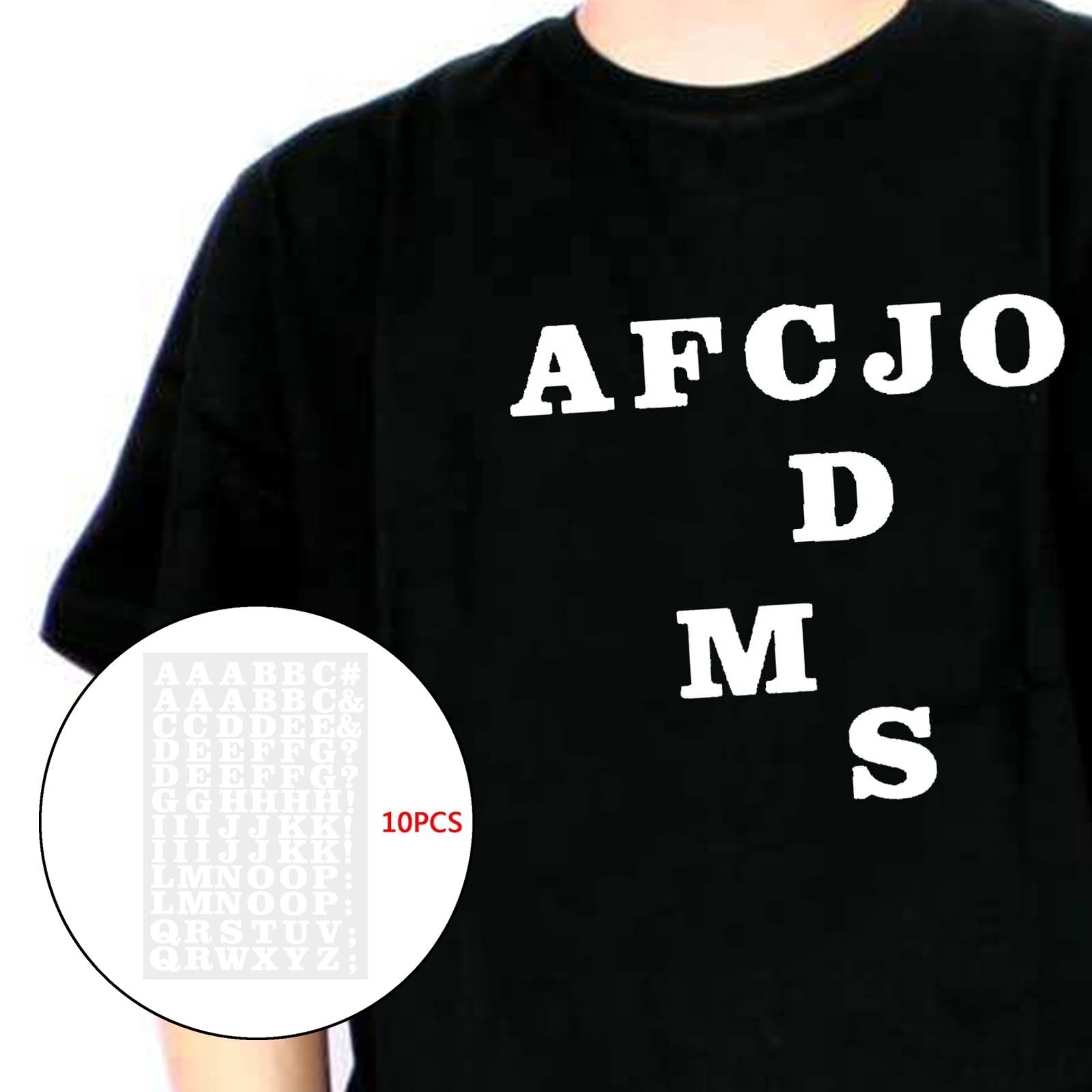 860x Heat Transfer Iron On English Clothing Letters and Punction 27x18.5cm White