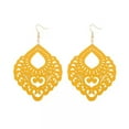 thumbnail image 4 of Floral Lattice Wood Statement Earrings Bohemia Hollow Wood Fashion Women Jewelry, 4 of 9
