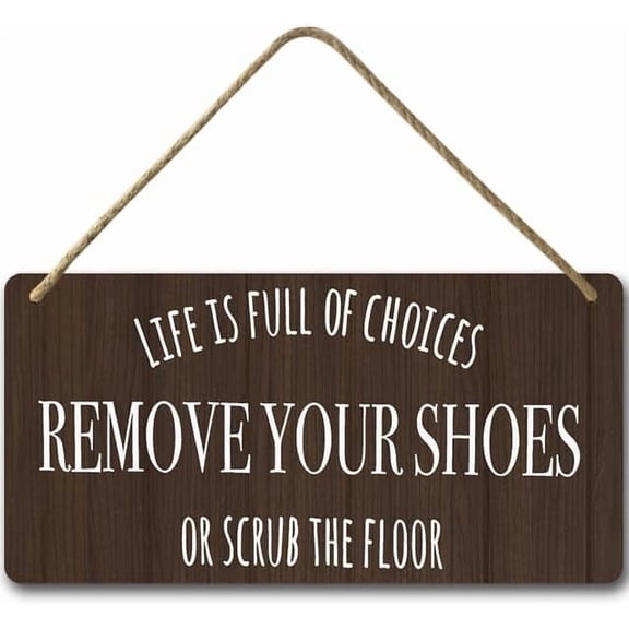 6x12 IN Welcome Door Sign Shoes Off Sign for Home Living Room Porch Decor No Shoes Wood Sign,Hanging Printed Wooden Plaque Décor