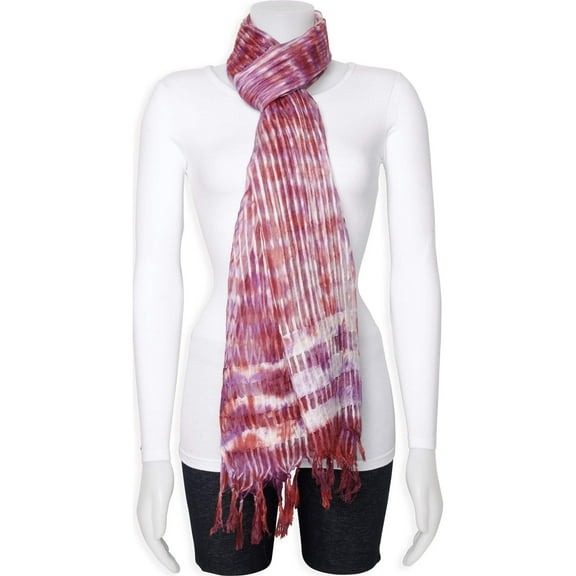 Fashion Burgundy/Purple/White Sheer Stripe Viscose Fashion Scarf Made In India gm13117