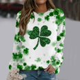 thumbnail image 2 of Plebaso Chandail en Molleton de la Saint-Patrick pour Femmes Imprimé Trèfle Col Rond Manches Longues Chandail P-5TG, 2 of 4