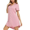thumbnail image 2 of Vividxx Women Pajama Nightgown For Women Short/Long Sleeve Button Down Nightwear Top Boyfriend Sleep Shirts Nightdress Fashion, 2 of 5