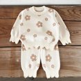 thumbnail image 2 of NOLDARES Baby Toddler Infant Girl Outfits Set for Winter Long Sleeve Sweatshirt + Elastic Waist Pants 2 Piece Clothes(Khaki,12-15 M), 2 of 9