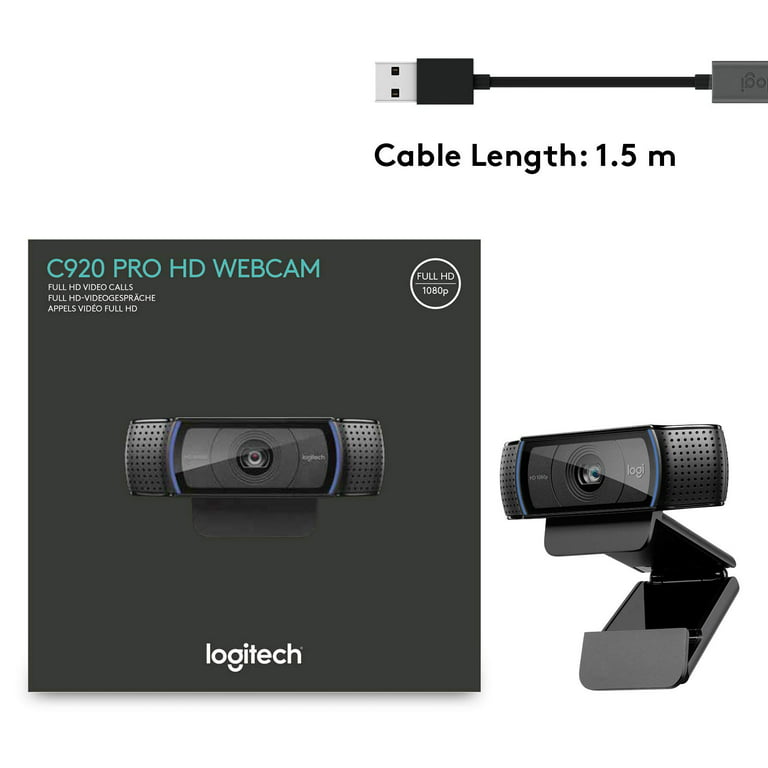 Logitech HD Pro Webcam C920, Widescreen Video Calling and Recording, 1080p  Camera, Desktop or Laptop Webcam 