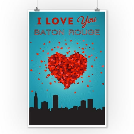 Baton Rouge Lantern - I Love You Baton Rouge, Louisiana - Lantern Press Artwork (9x12 Art Print, Wall Decor Travel Poster)