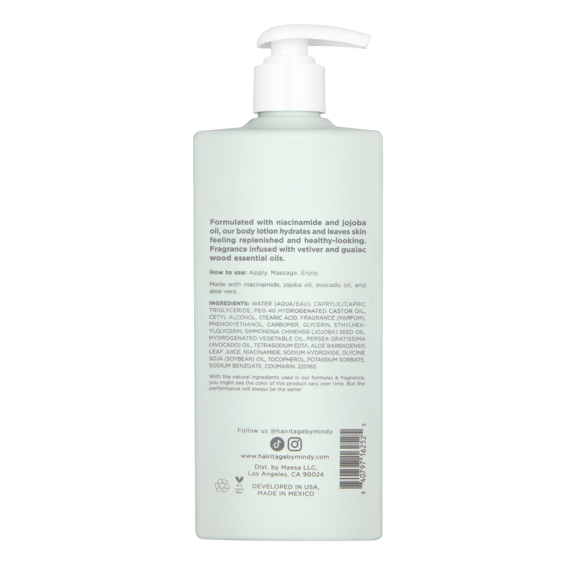 Hairitage Soak it In Cherry & Amber Scented Body Lotion | Niacinamide, Jojoba Oil, & Avocado Oil for All Skin Types | Vetiver & Guaiac Wood Essential Oils, 14 fl. oz. - image 2 of 8