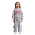 thumbnail image 2 of Angala 2 Piece Outfits For Girls Crew Neck Long Sleeve Bowknot Print Sweatshirt With Sweatpants Set Girls Fall Season Wear Clothes, 2 of 4