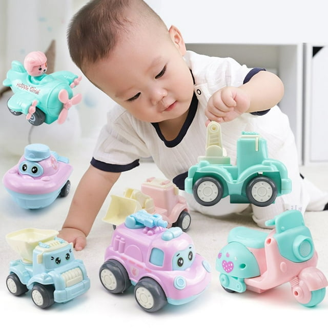 3/5/7Pcs Baby Mini Cartoon Construction Vehicle Pull Back Inertia Toy Car Set