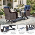 thumbnail image 4 of PARKWELL Outdoor Wicker Glider Chairs Set with Center Table, 2 Cushioned Patio Glider Chairs on Sliding Base, Smooth Forward and Back Gliding Motion for Porch, Deck, Backyard, Brown/Navy, 4 of 11