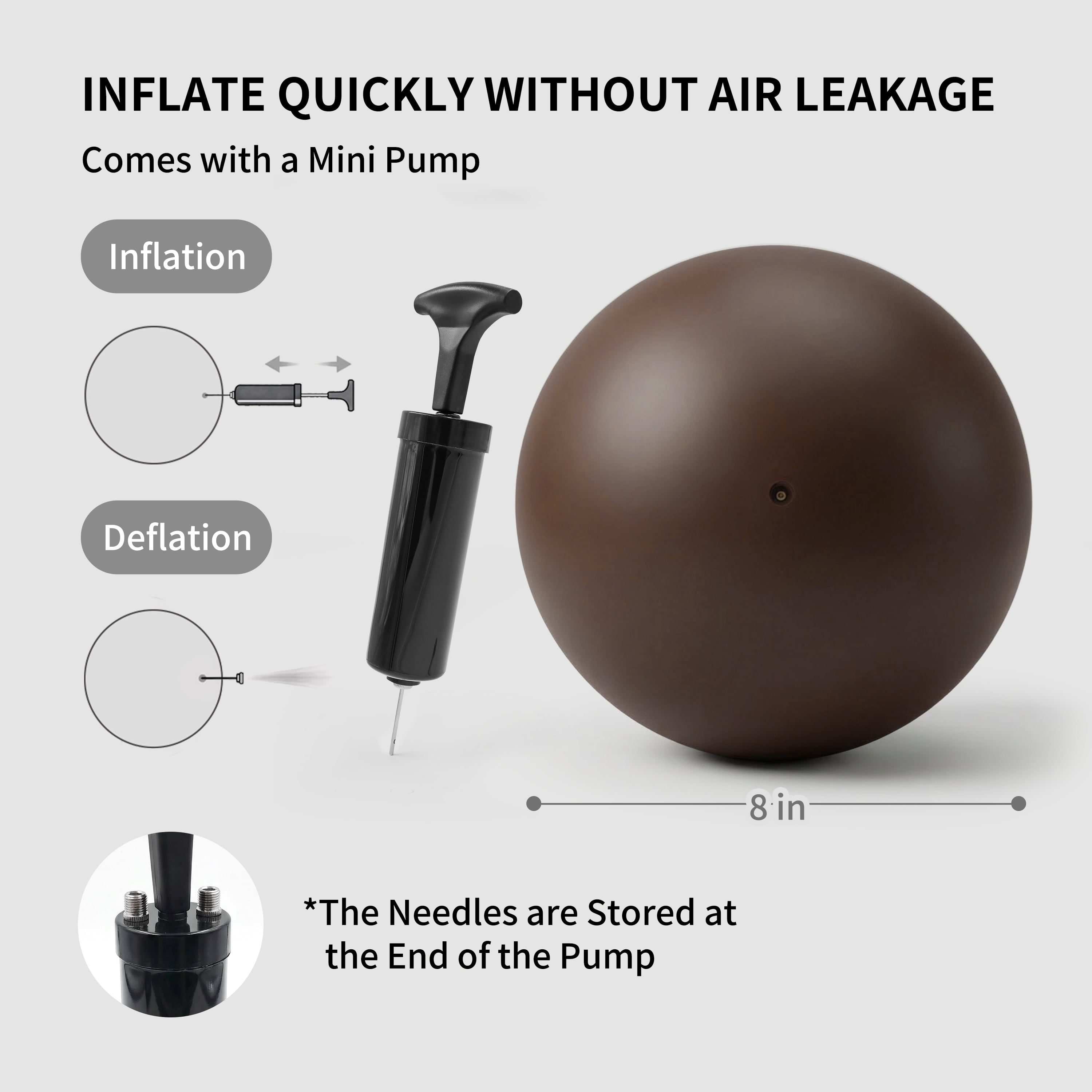 FITMIND Thickened Pilates Ball, 8in Core Ball for Physical Therapy, Ab Release and Core Workouts - Brown Coffee