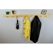 Unfinished Shaker Peg Coat Hat Rack With Shelf 54"