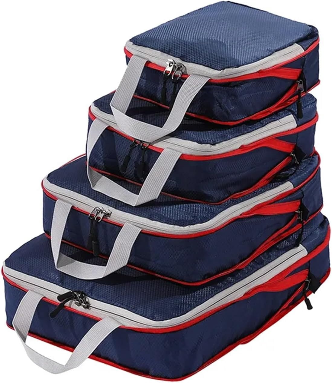 XiHAMA Packing Cubes for Suitcase Travel Storage Bag Compressible Packing Cubes Foldable Waterproof Travel Suitcase Nylon Portable with Handbag Luggage Organizer(Deep BLUE 4pcs)