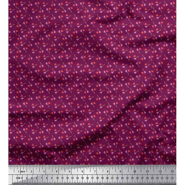 Soimoi Moss Georgette Fabric Flower Artistic Fabric Prints by Yard 42 Inch Wide