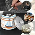 thumbnail image 4 of Yayeee Ashtray with Lid for Cigarette Smokeless Stainless Steel Home Ash Holder, Blue Nautical Pattern, 4 of 7