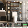 thumbnail image 3 of Homieasy Over The Toilet Storage with Drawers, 7-Tier Bathroom Organizer Freestanding Space Saver Storage Rack with 11 Shelves, Above Toilet Stand with 4 Hooks for Restroom, Laundry, Rustic Brown, 3 of 7