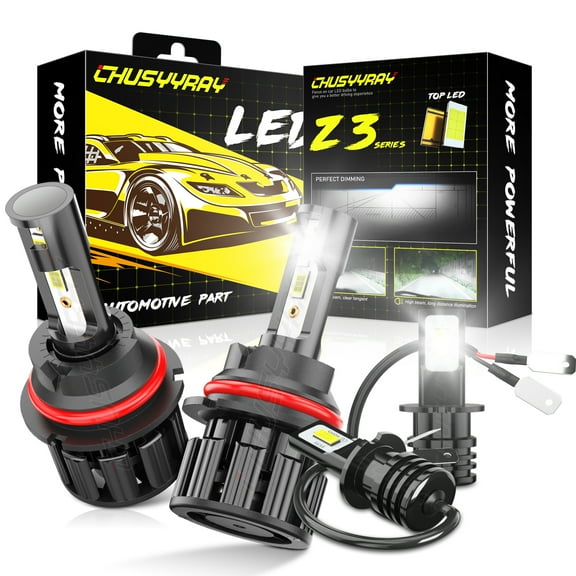 6000K LED Headlight Hi-Low Fog Light Bulbs 4pc 9004 H3 For Jeep Grand Cherokee 1996-1998