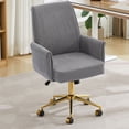 thumbnail image 2 of S-HOME Ergonomic Mid-Back Liftable Office Chair in Striped Fabric with Golden Base and Memory Foam Cushion , Gray, 2 of 7