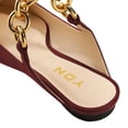 thumbnail image 3 of YDN Women Casual Pointed Toe Mules Low Heels Flats Slip on Slipper Sandals with Gold Chain Summer Shoes Size 7 Red, 3 of 4