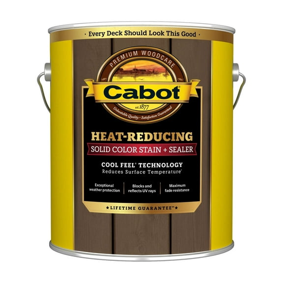 Cabot Heat-Reducing Solid Color Stain   Sealer with Cool Feel Technology - 1 Gallon - Protection for New and Reconditioned Wood Decks, Porches, Outdoor Furniture, Steps, Railings Hampton Gray