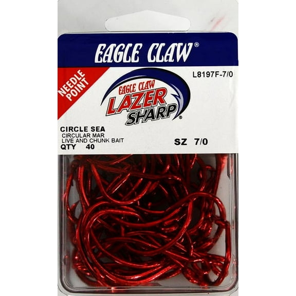 Lazer Sharp L8197F3-7/0 Circle Offset Hook, Sea Guard Red, Size 7/0, 40 Pack