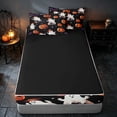thumbnail image 4 of Homewish Halloween Cartoon Ghost Zipper Twin Comforter Sets with Fitted Sheet and 2 Pillowcases, Pumpkin Lantern Zipper Bedding Set, Black Orange Purple, Black Reversible, 4 of 7