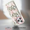 thumbnail image 6 of XPM for Motorola Moto G Stylus 5G 2025 3D Diamond Floral Butterfly Bling Stone Hybrid, Sparkly Rhinestone Gemstone Back Shockproof Phone Case Cover (Pink), 6 of 9